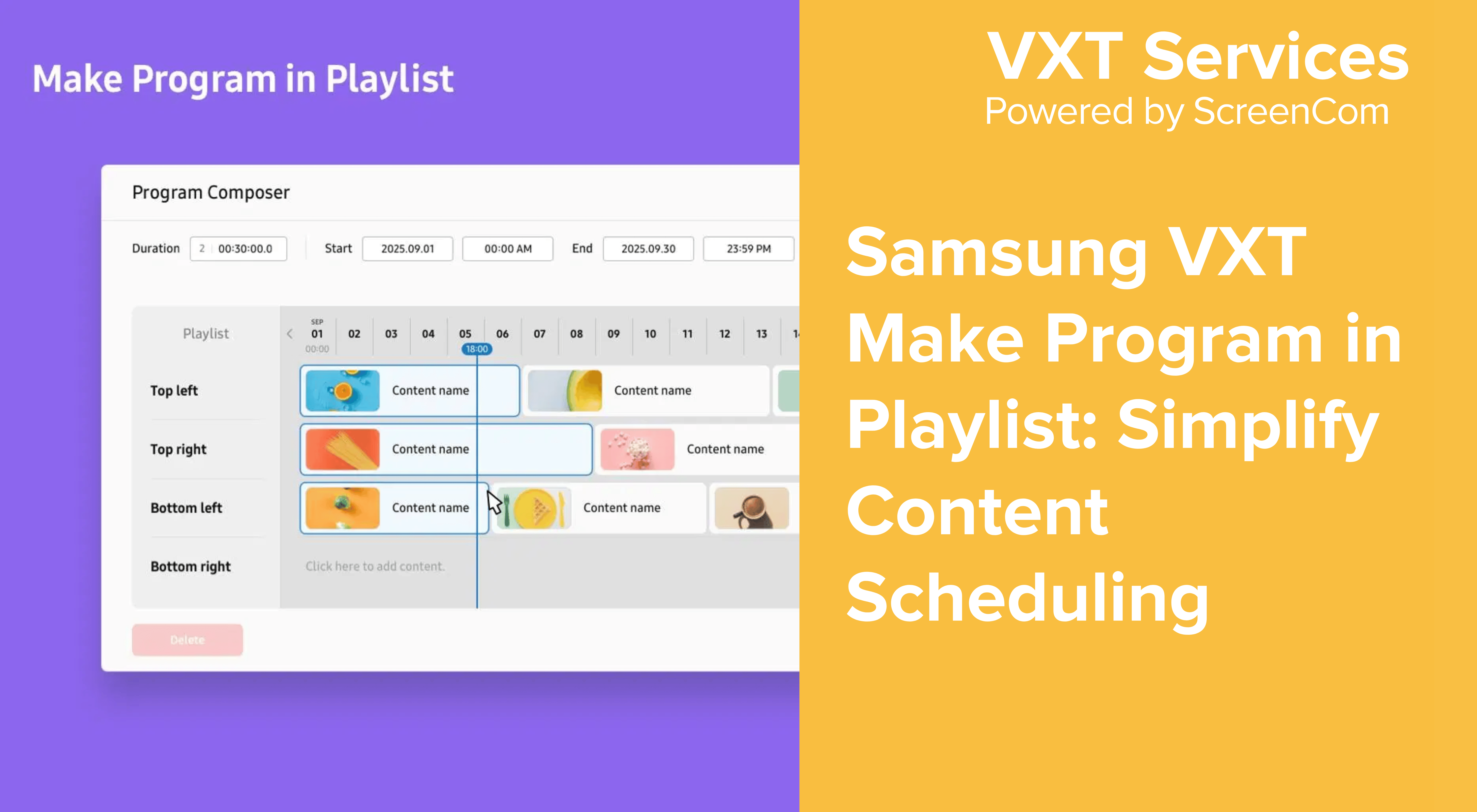Samsung VXT Make Program in Playlist