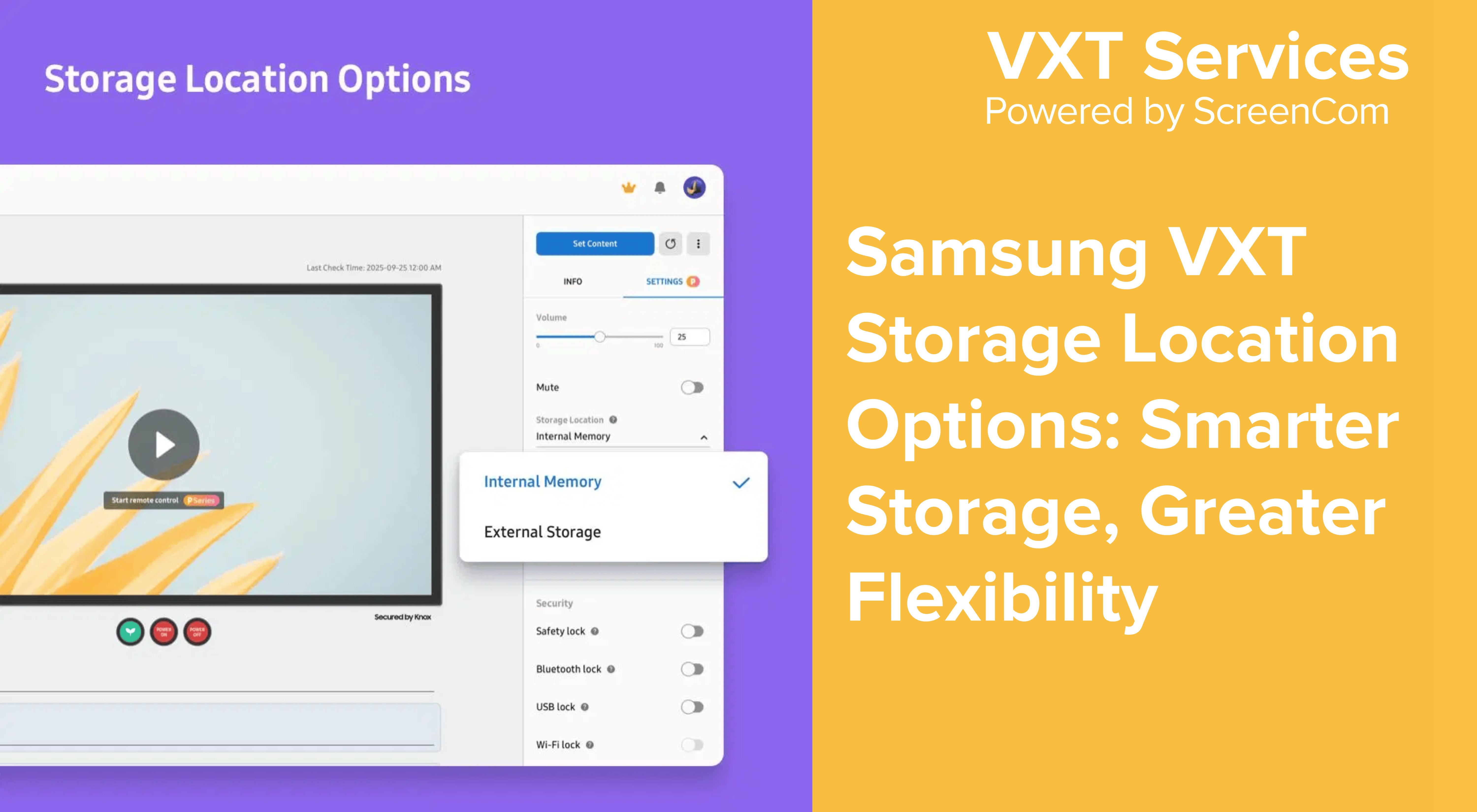 Samsung VXT Storage Location Options